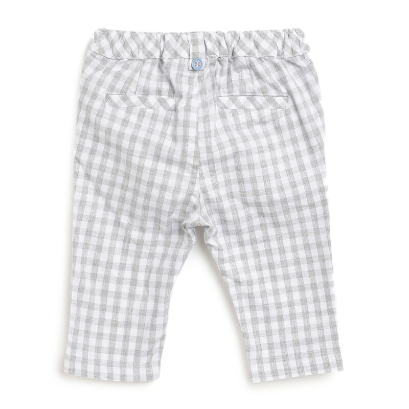 Boys Medium Grey Checkered Long Trousers image number 1